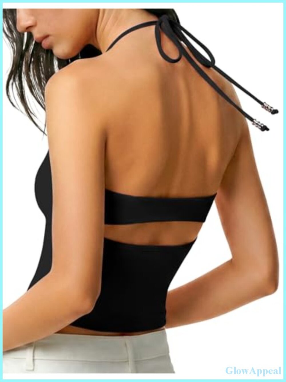 Halter Tank Top with Built-In Bra Open Back Cami for Yoga